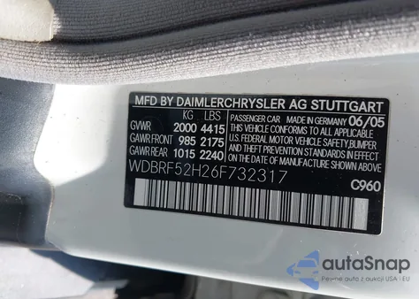 2006 Mercedes-Benz C 230 Sport from USA, damaged, VIN WDBRF52H26F732317